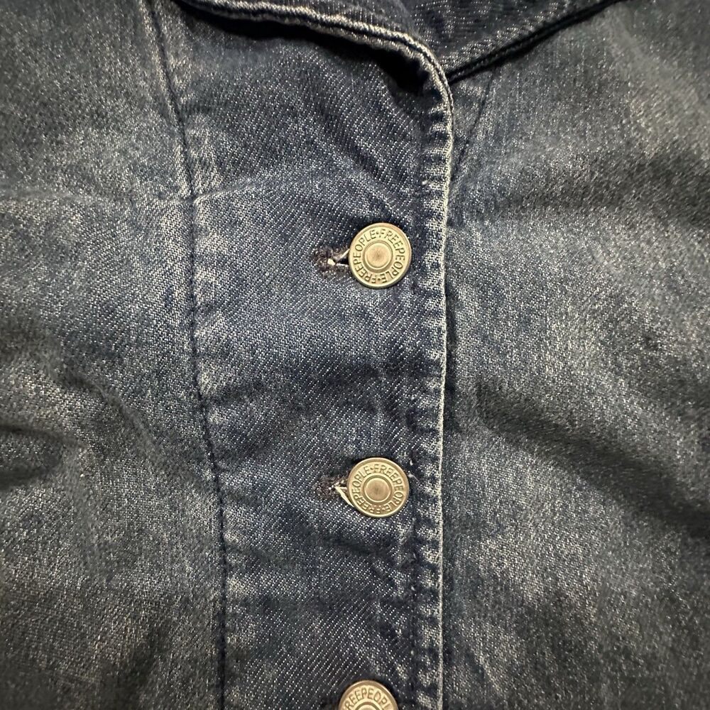 We The Free People Denim Jacket Cropped Womens Small Jean Boxy Blue - Picture 5 of 8